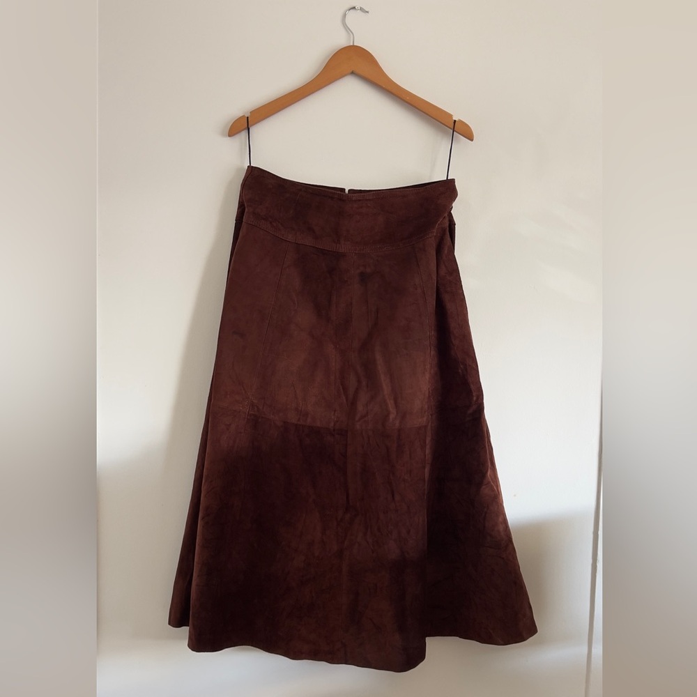 Vintage Brownish Red Suede Skirt